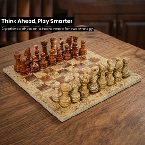 Coral Brown Marble Chess Set