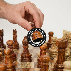 Coral Brown Marble Chess Set 12 Inch