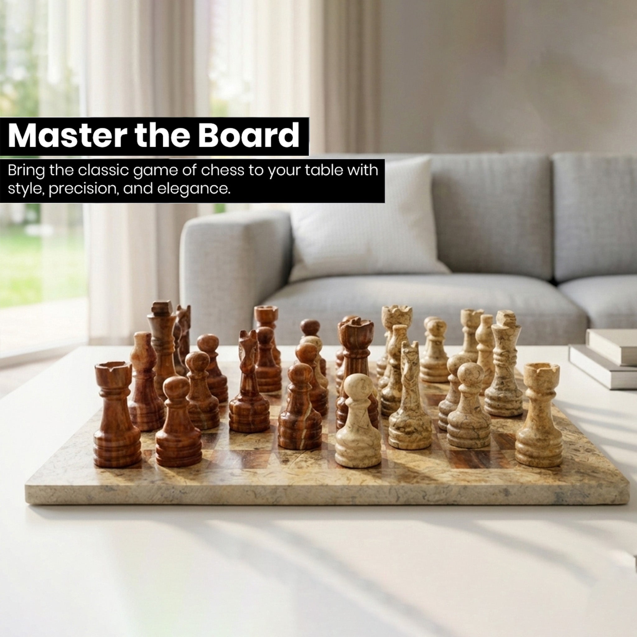Coral Multi Marble Chess Set 12 Inches