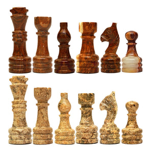 Coral and Brown Chess Pieces for 12 to 16 Inches Board