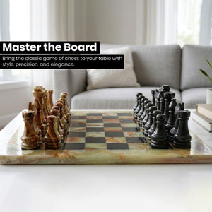 Premium Green Onyx and Black Marble Chess Set