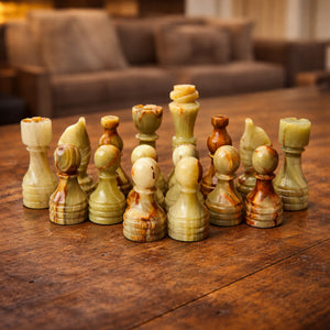 Green Onyx Chess Pieces for 12 to 16 Inches Board