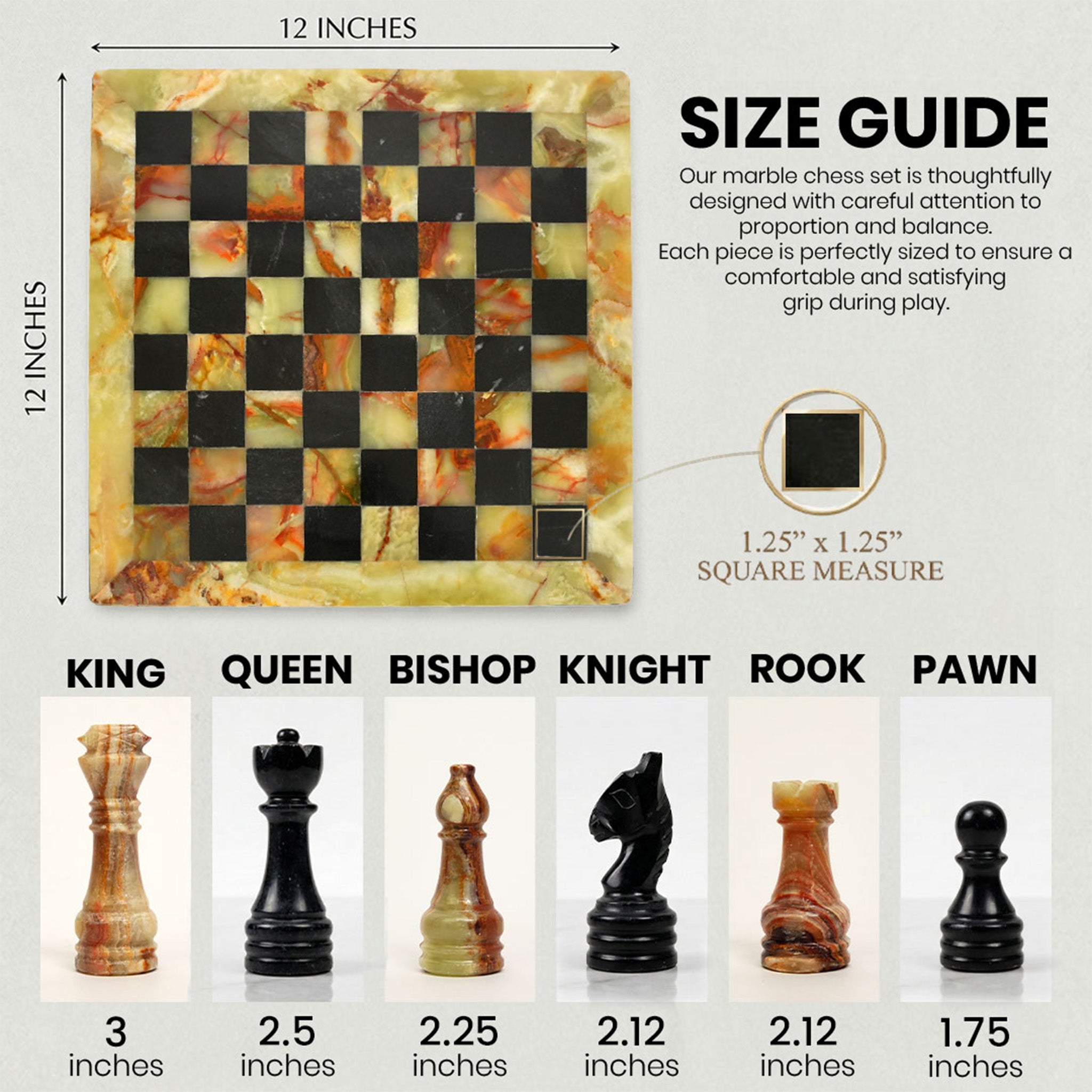 Green Onyx and Black Marble Chess Set