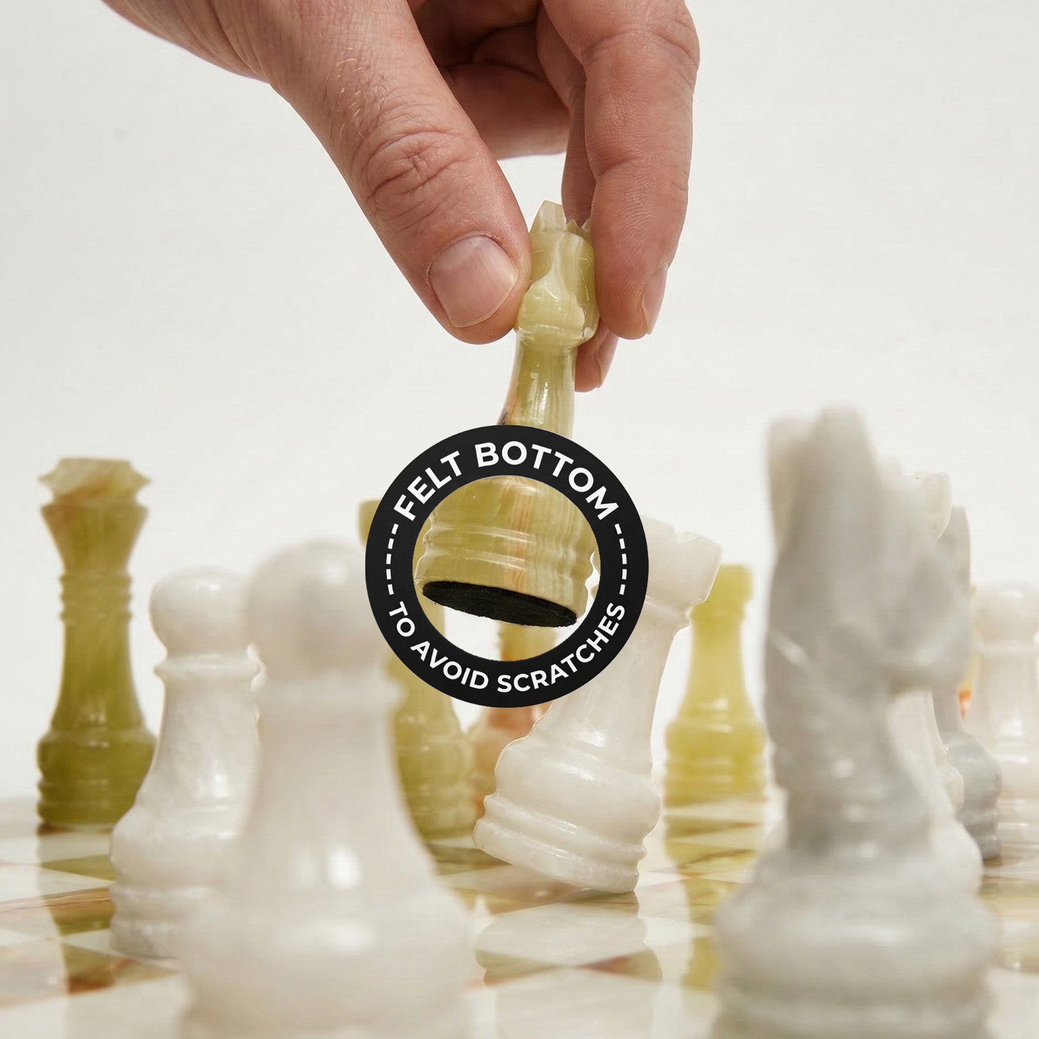 Green Onyx and White Marble Chess Set 12 Inch