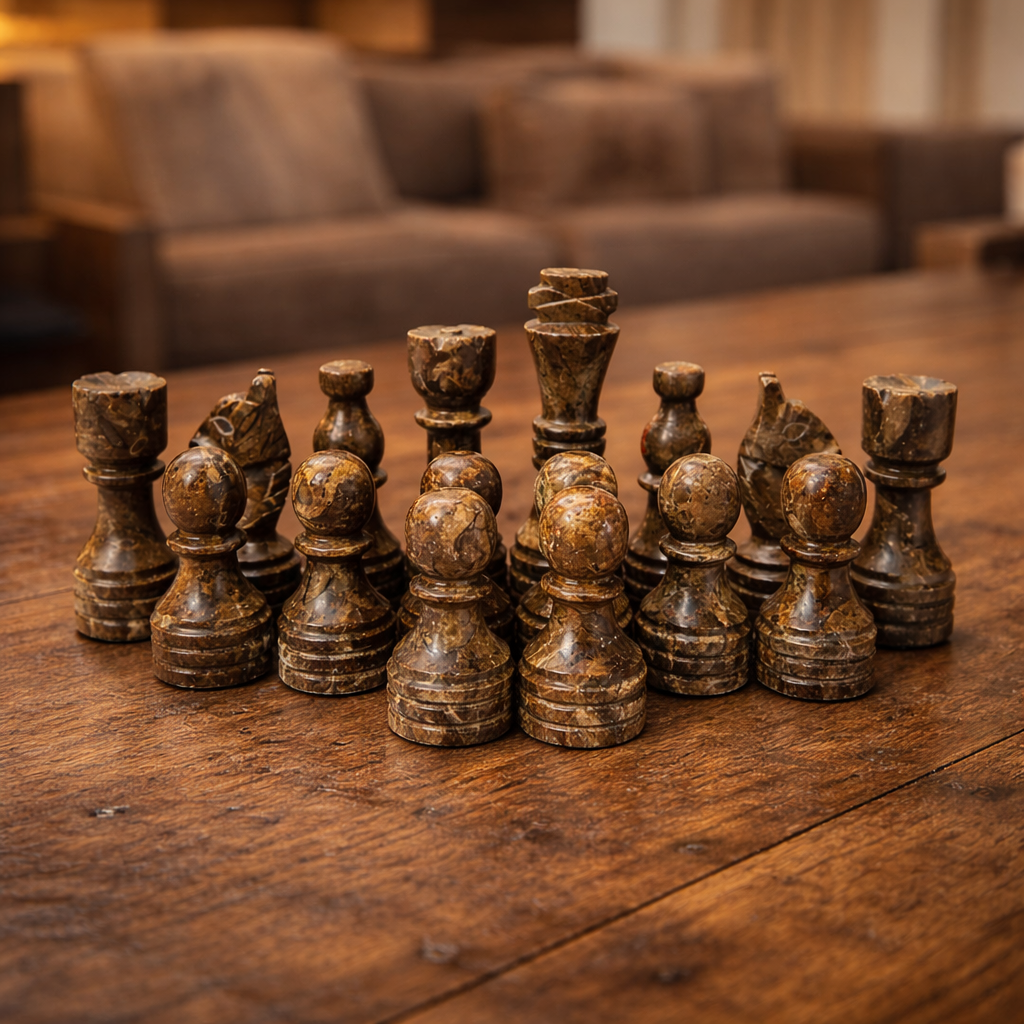 Grey Oceanic and Verona Marble Chess Pieces 12 to 16 Inches Board