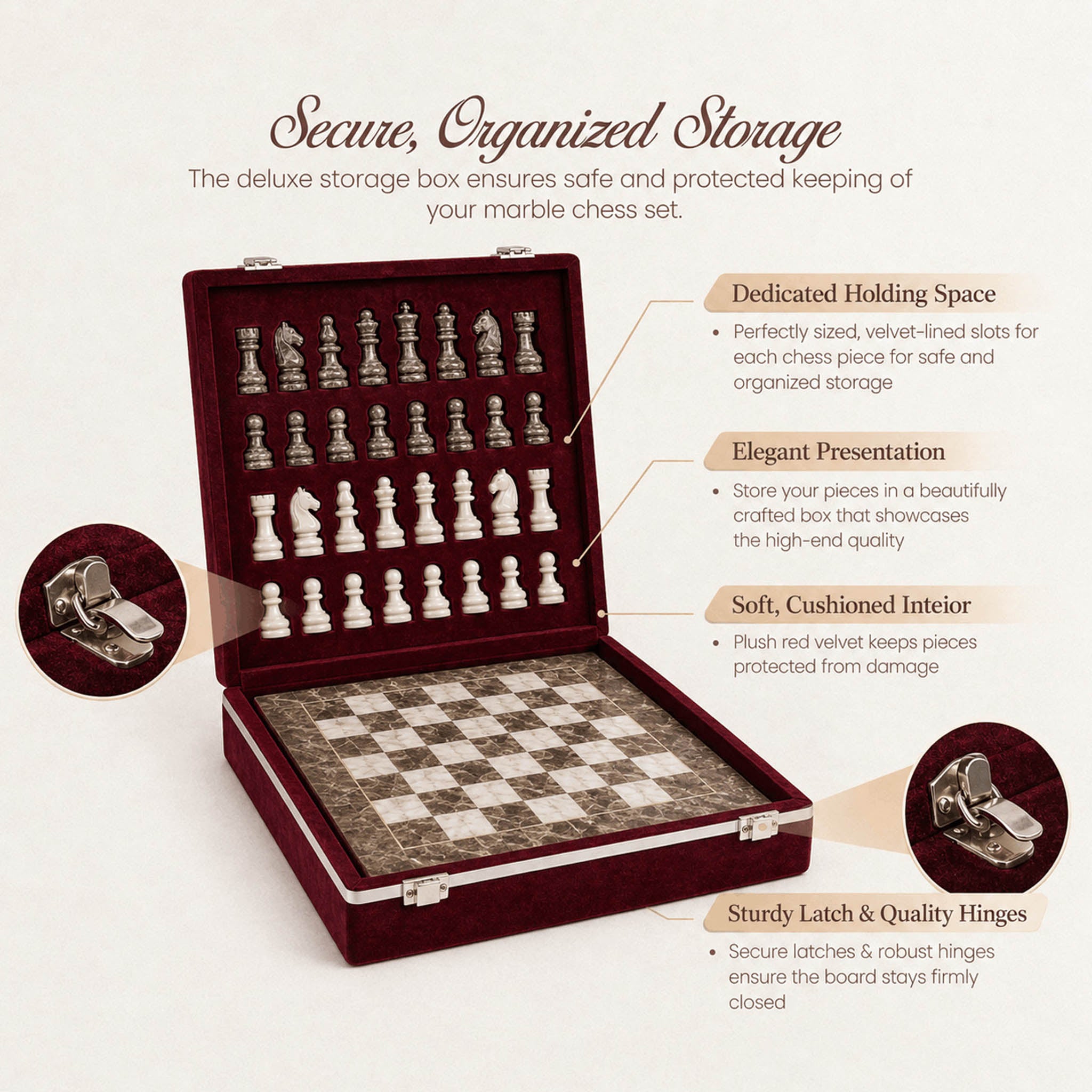 Grey Oceanic & White Marble Chess Set - 15 Inches