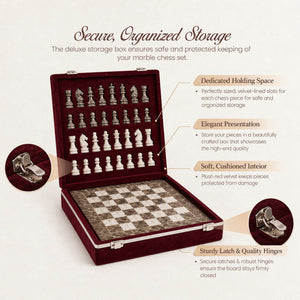 Grey Oceanic & White Marble Chess Set - 15 Inches