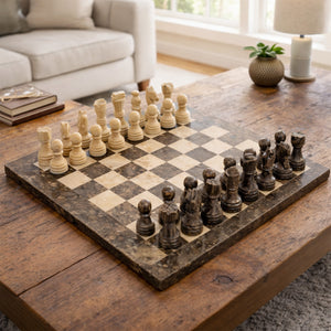 Premium Grey and Verona Marble Chess Set 12 Inches