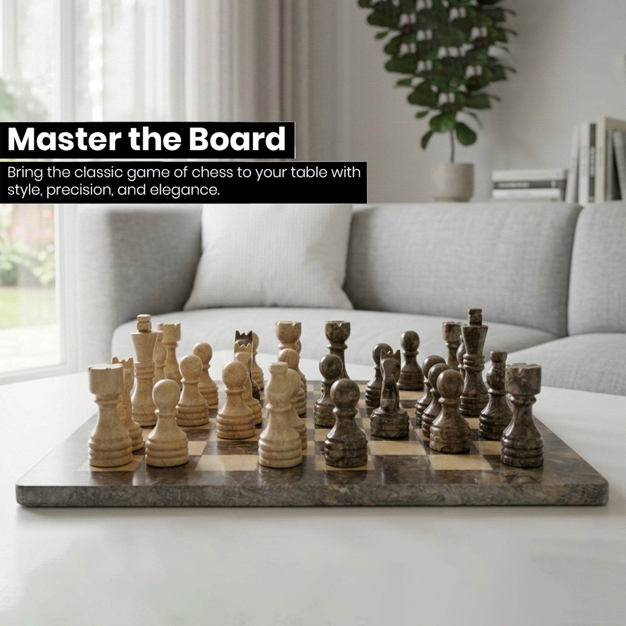 Grey and Verona Marble Chess Set 12 Inches