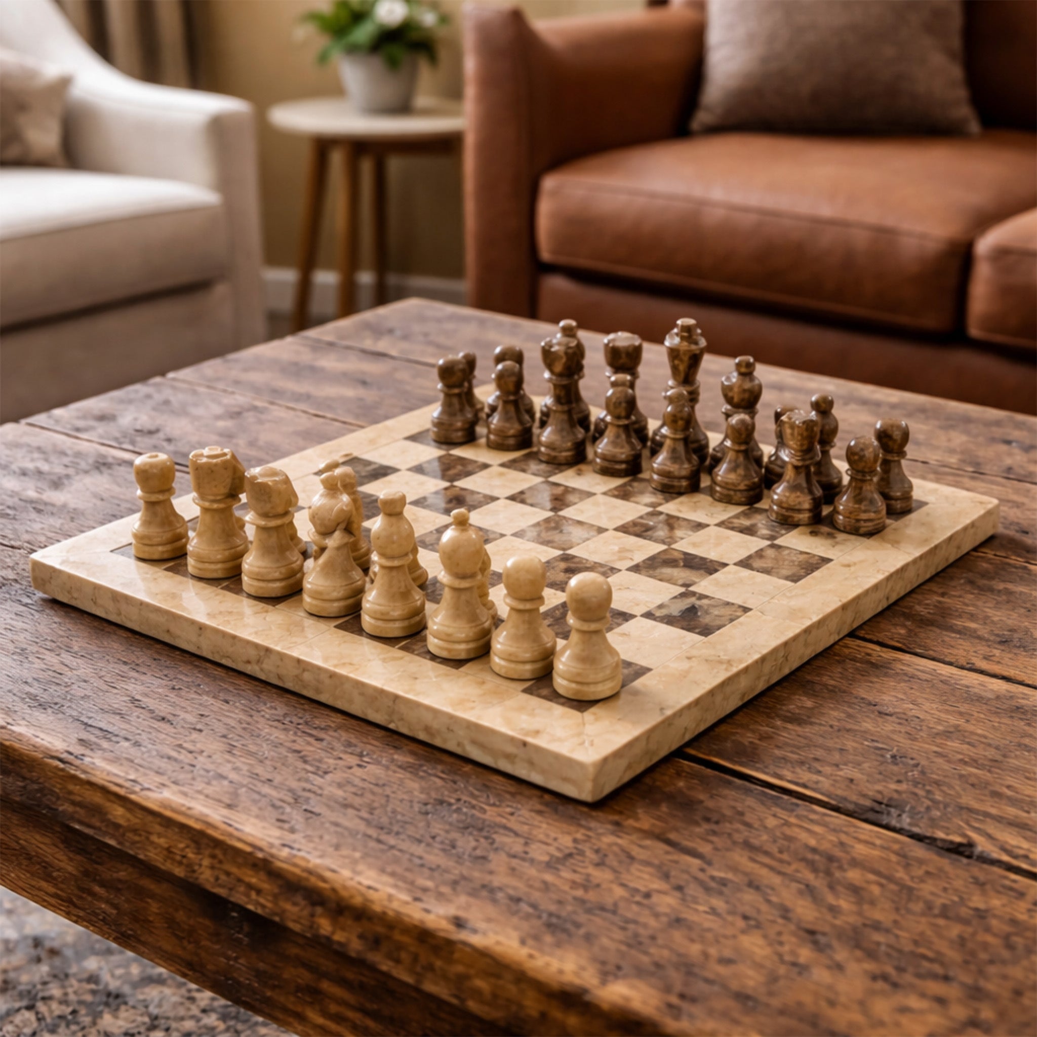 Verona and Grey Marble Chess Set 12 Inches