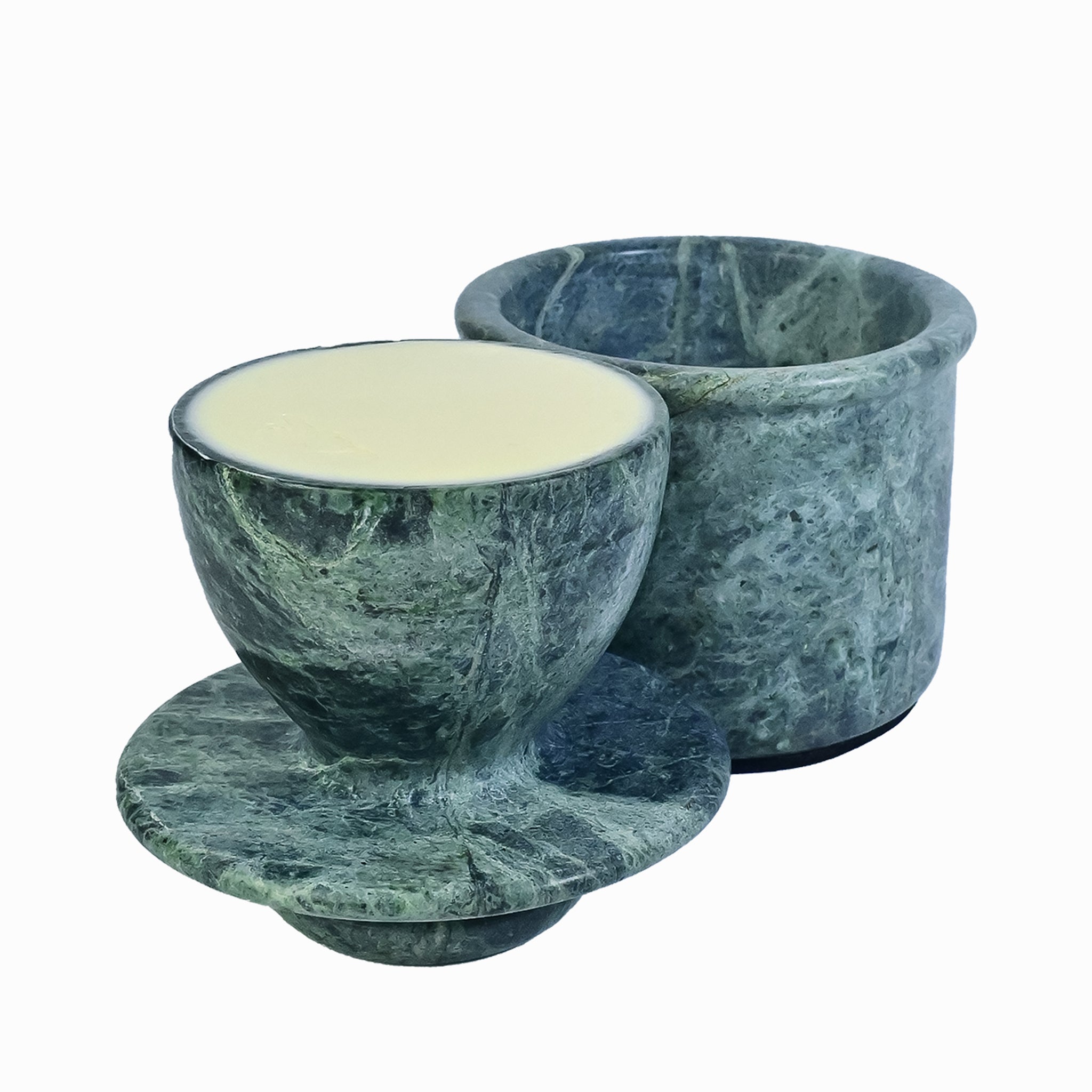 Jungle Green Butter Keeper with Lid - Marble Butter Dish