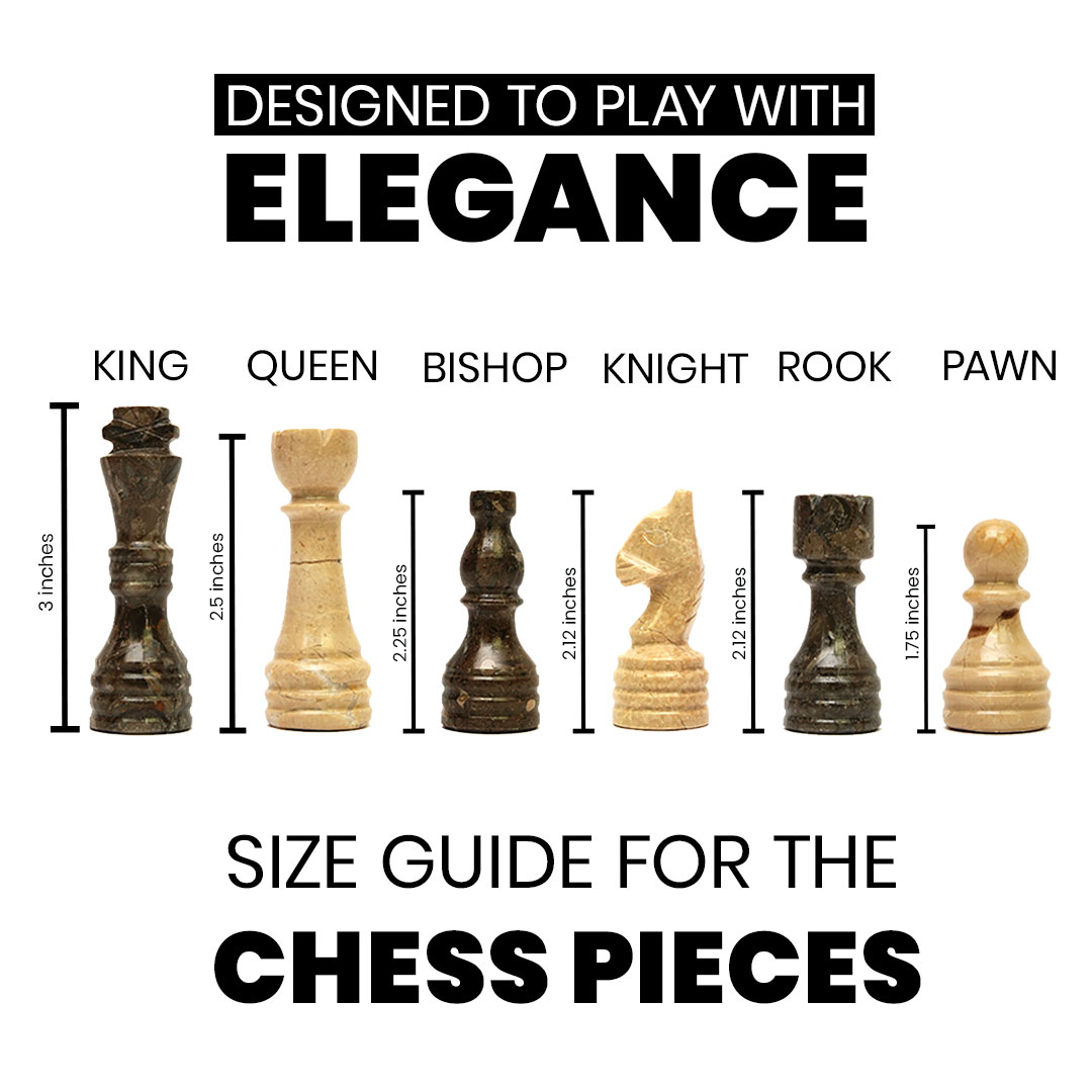 Grey Oceanic and Verona Marble Chess Pieces 12 to 16 Inches Board