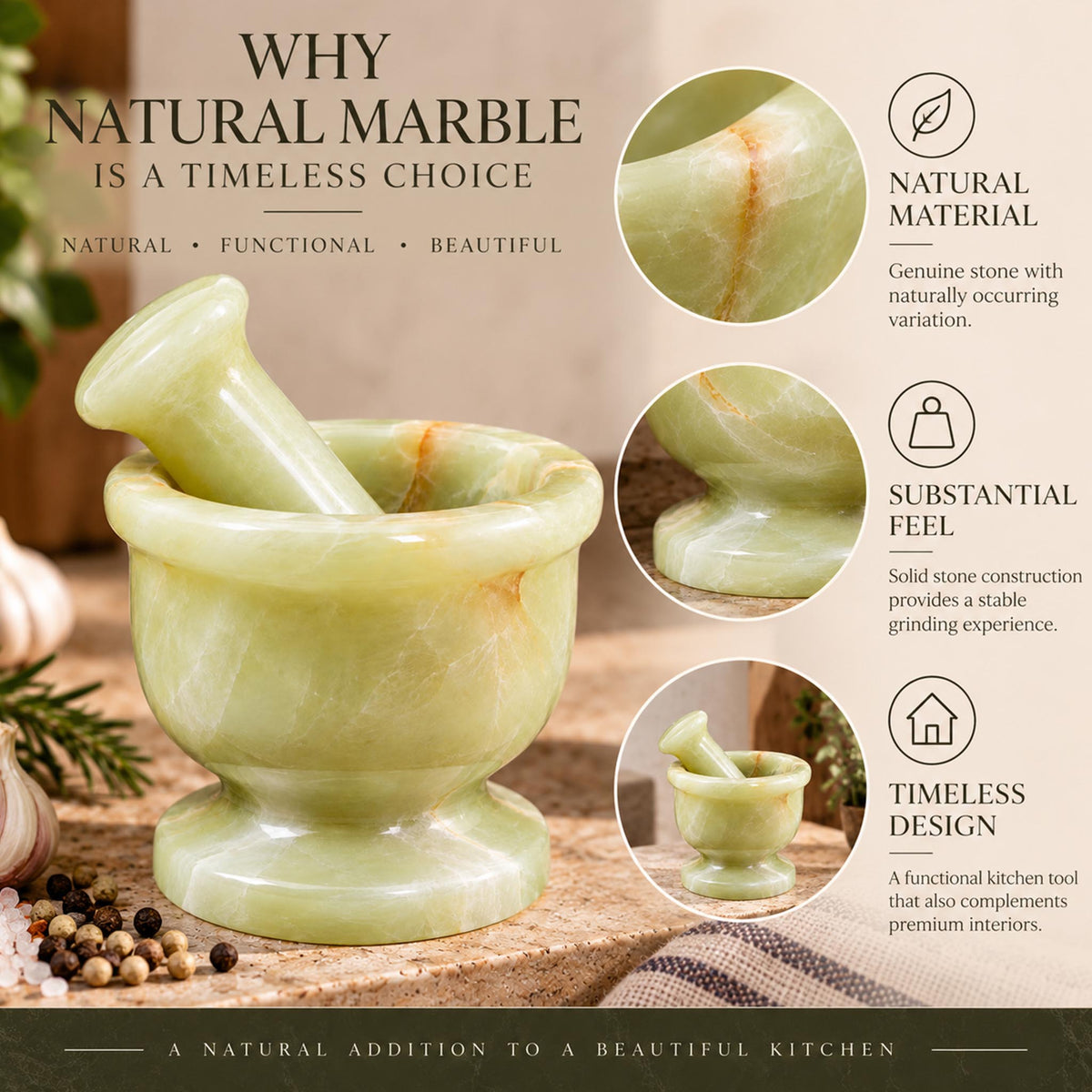Plain Green Onyx Mortar and Pestle Set 2.5 Inch