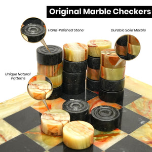 Black Green Onyx Marble Checkers Set