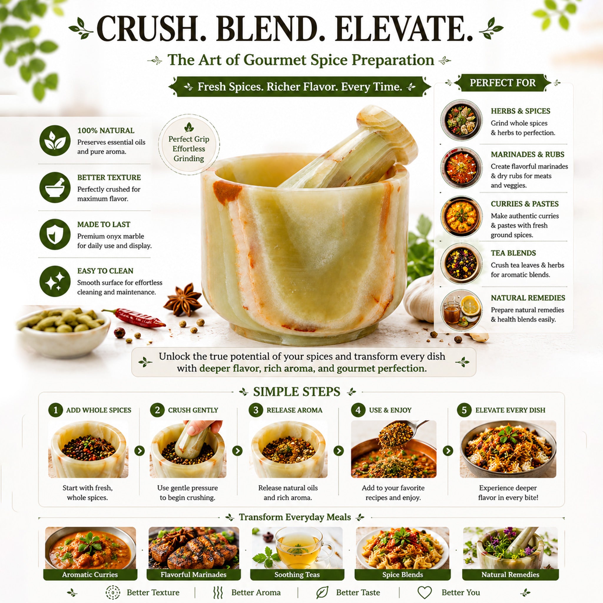 Green Onyx Mortar And Pestle (4 inch) - Guide