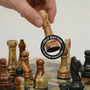 Green Onyx Black Marble Chess Set 12 Inches