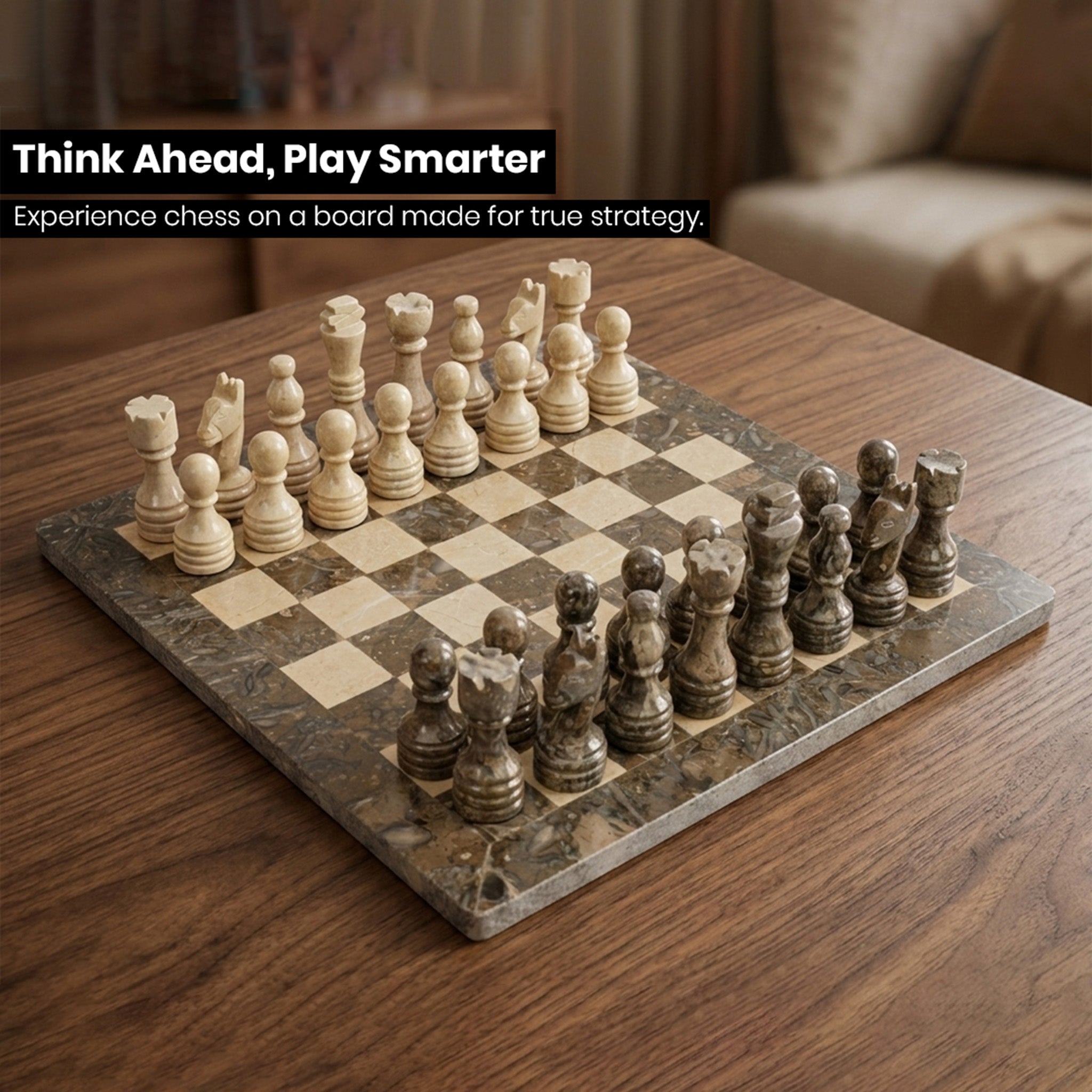 Grey Verona Marble Chess Set 12 Inch