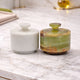 Premium White and Green Marble Salt Cellar with Lid – 2 Pack Set