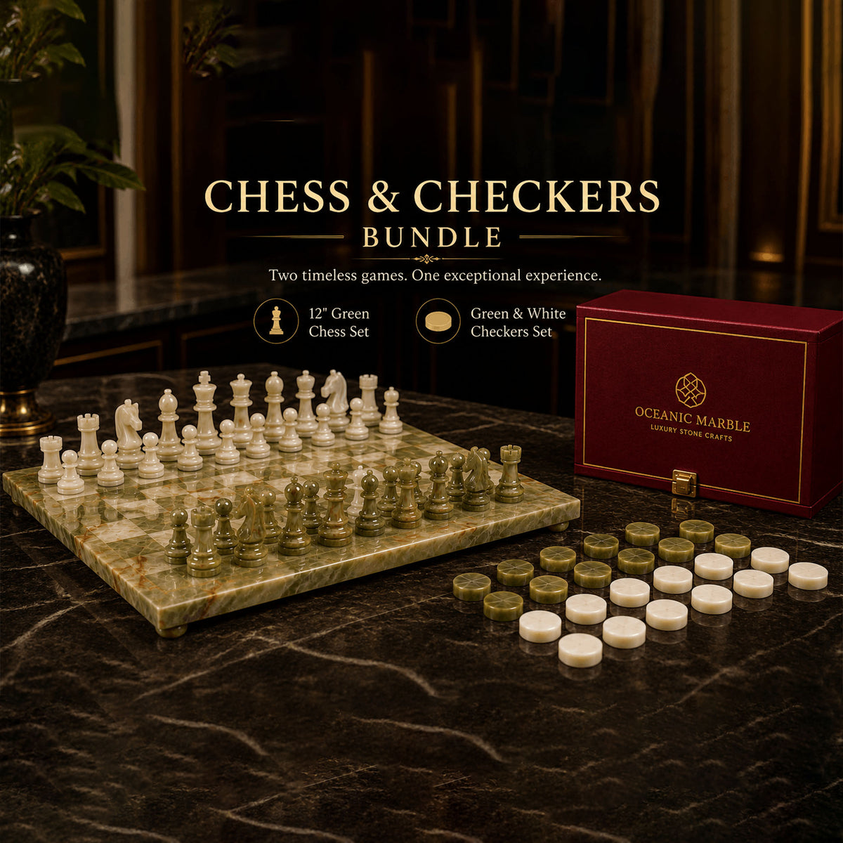 green white chess and checkers