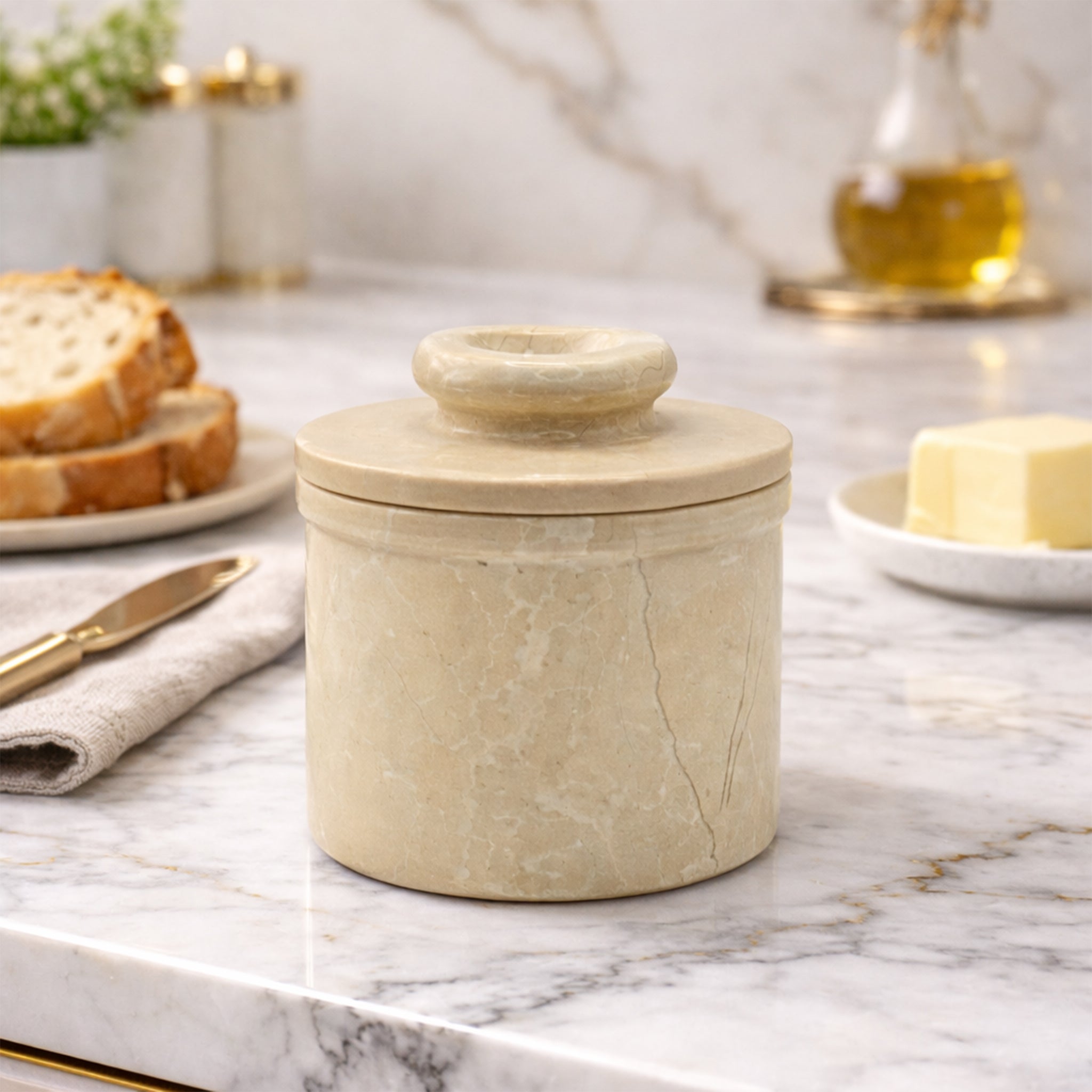 Verona Marble Butter Keeper with Lid - French Butter Crock