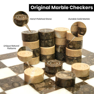 Verona and Oceanic Grey Marble Checkers Set 