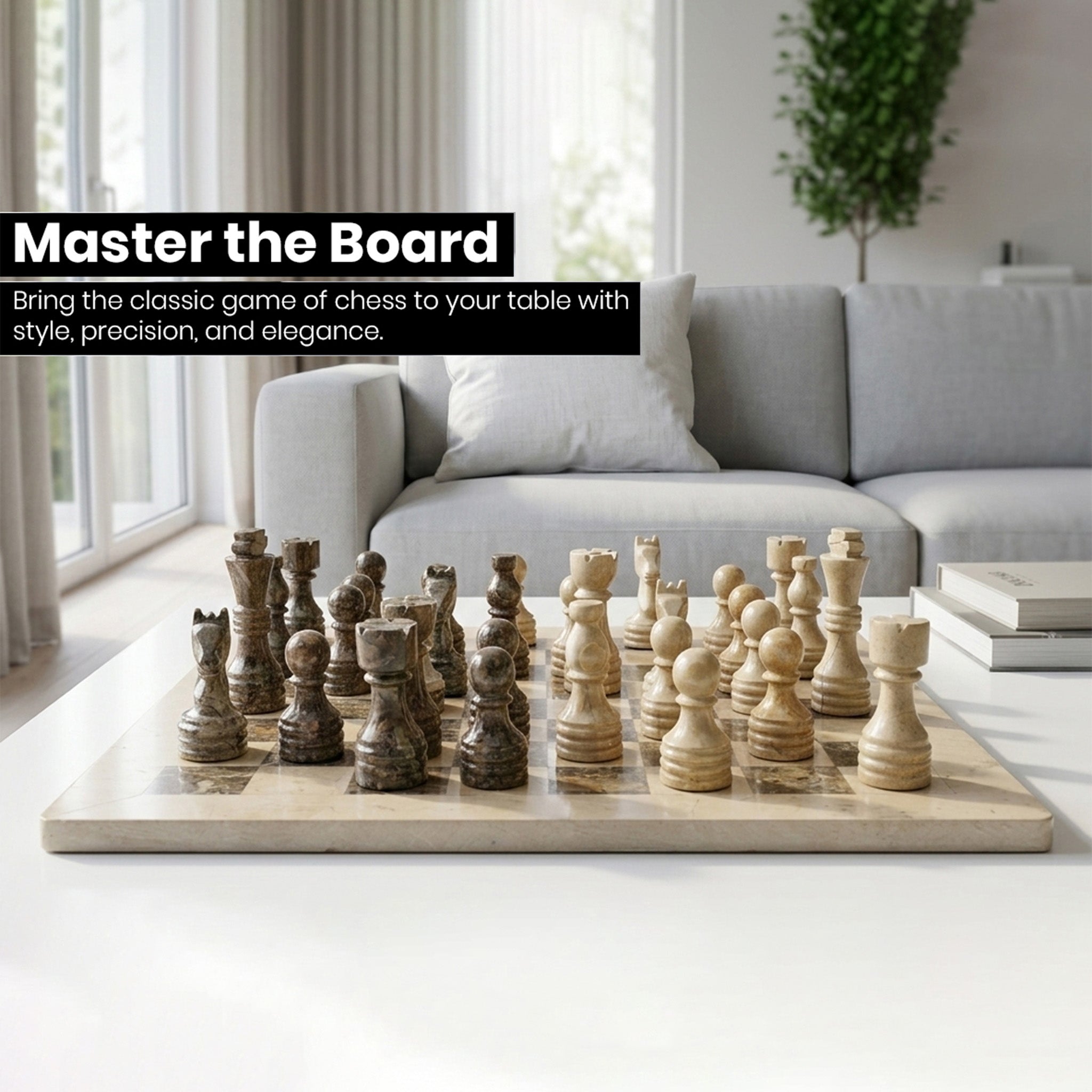 Premium Verona and Grey Marble Chess Set 12 Inches