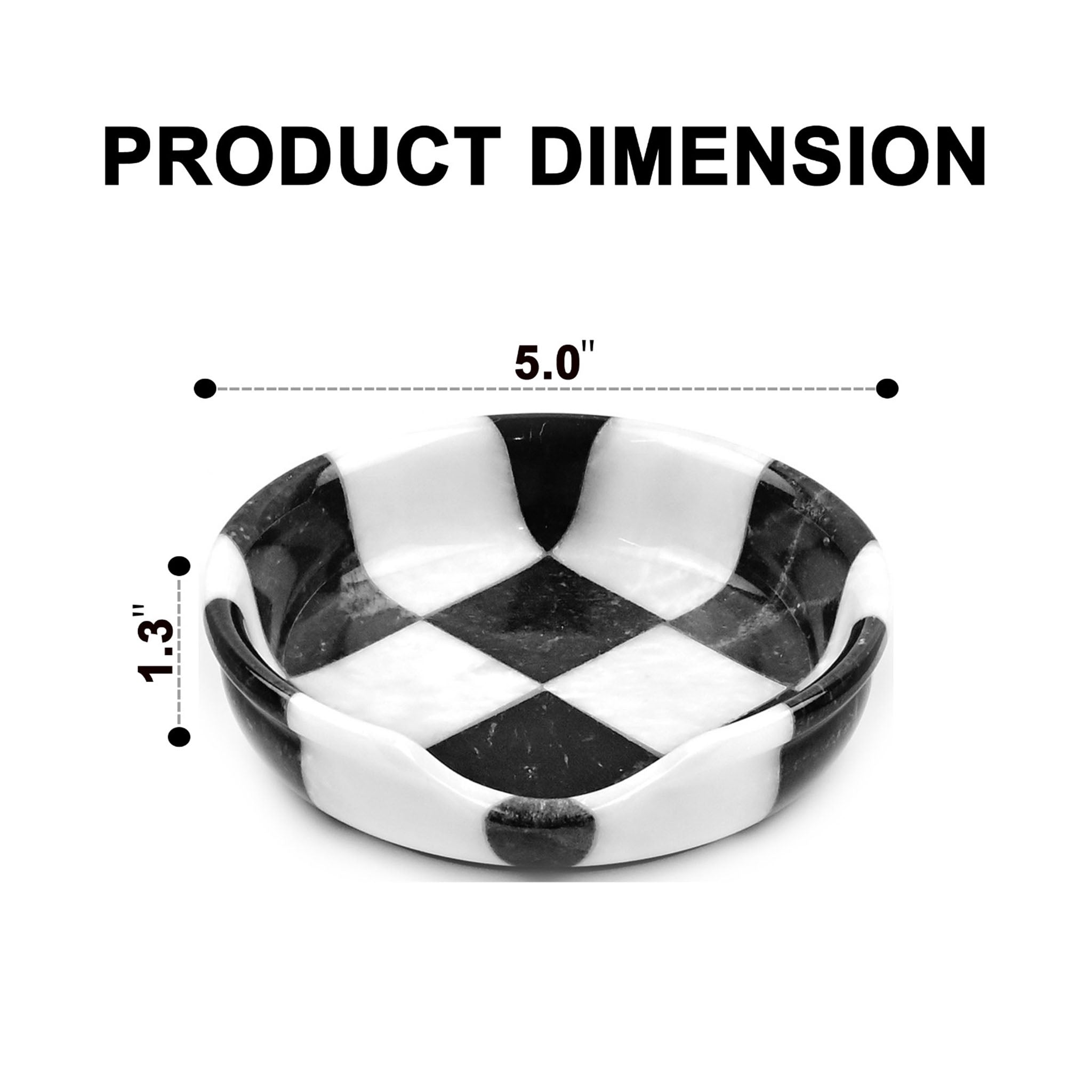 White and Black Marble Spoon Rest – Checkered Design - Dimension