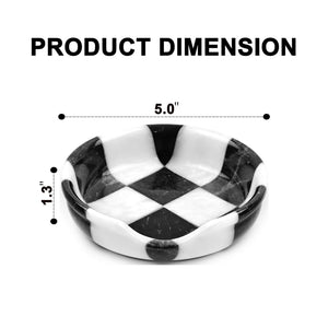 White and Black Marble Spoon Rest – Checkered Design - Dimension