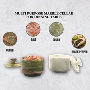 White Green Marble Salt Cellar – 2 Pack Set