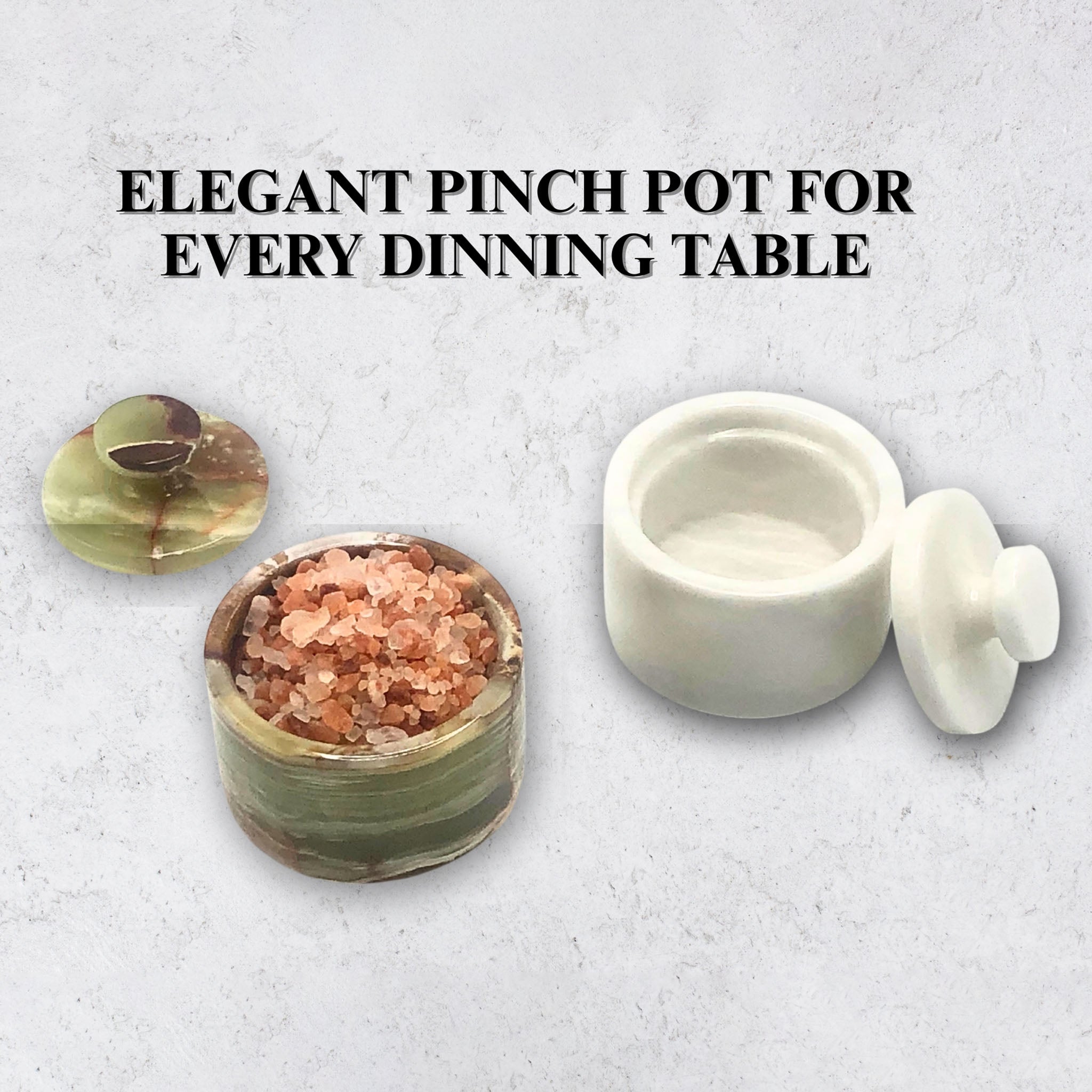White Green Marble Salt Cellar with Lid 