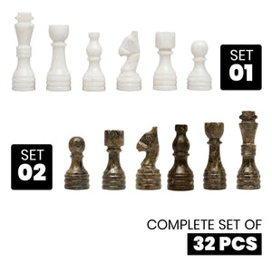 White Grey Marble Chess Pieces 12 to 16 Inch Board
