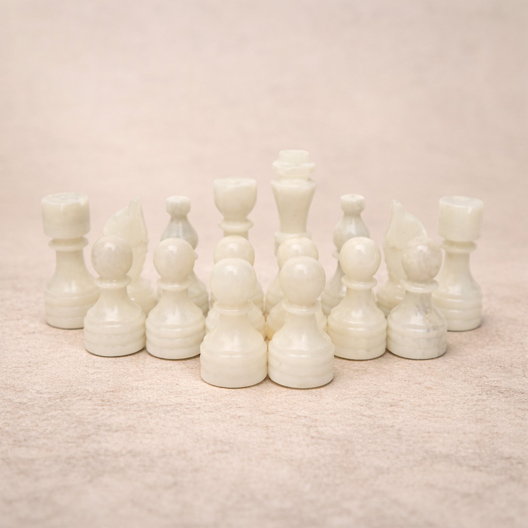 White Marble Chess Pieces 12 to 16 Inches Board