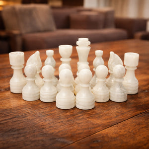 White Onyx Marble Chess Pieces for 12 to 16 Inches Board 