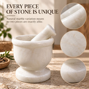 White Marble Mortar and Pestle Set 2.5 Inches