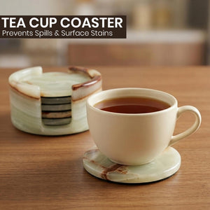 White Onyx Round Marble Coaster (Set of 6)