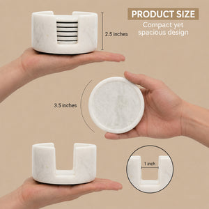 White Round Marble Coaster (Set of 6)  - Guide