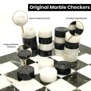 White And Black Marble Checkers Set 