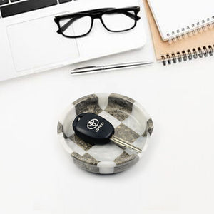 White and Grey Marble Spoon Rest - Checkered Style