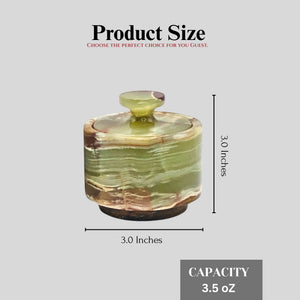 White and Green Marble Salt Cellar with Lid – 2 Pack Set - Size Guide