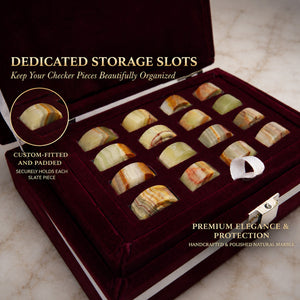 White and Green Onyx Marble Checkers Set - (32 Pieces )