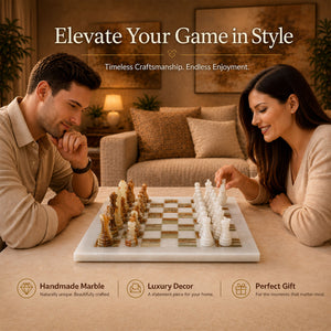White and Green Onyx Marble Chess Set 15x15