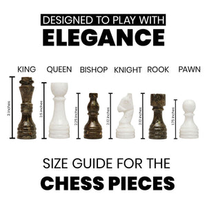White Grey Marble Chess Pieces 12 to 16 Inches Board