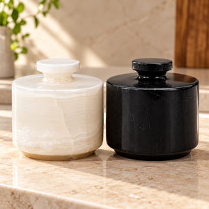 White Grey Marble Salt Cellar 