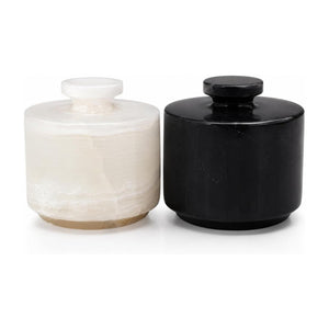 White and Grey Marble Salt Cellar