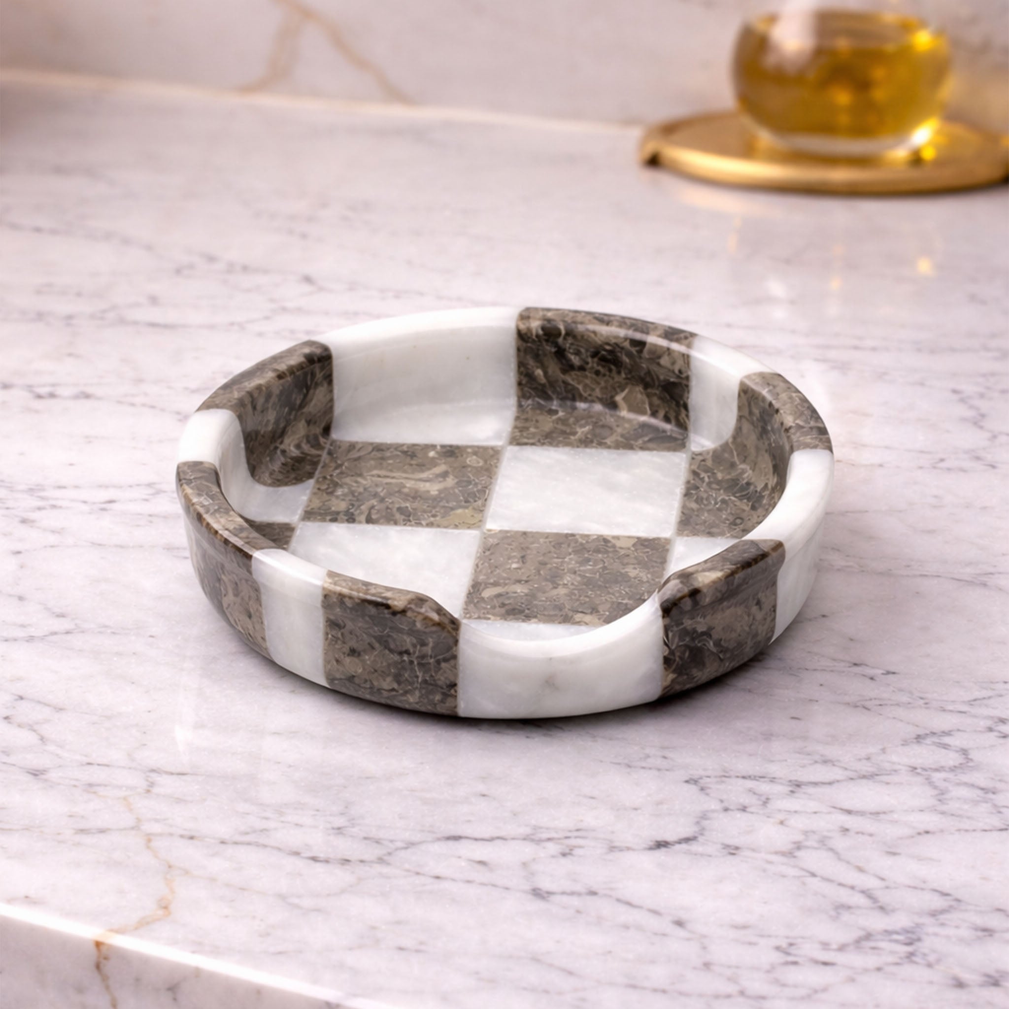 White Grey Marble Spoon Rest