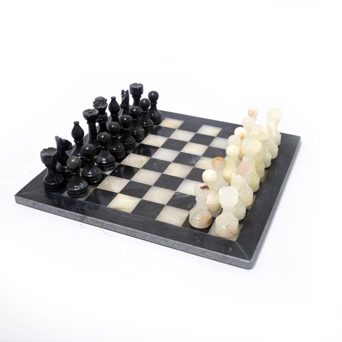 luxury Black Onyx Chess Set 12 Inches