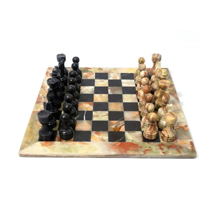 Elegant Green Onyx and Black Chess Set 12 inches