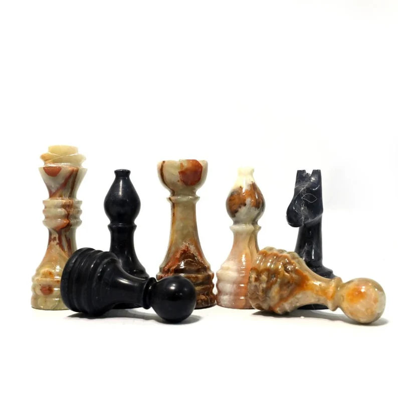 Elegant Green Onyx and Black Chess Set 12 inches