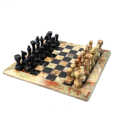 Elegant Green Onyx and Black Chess Set 12 inches