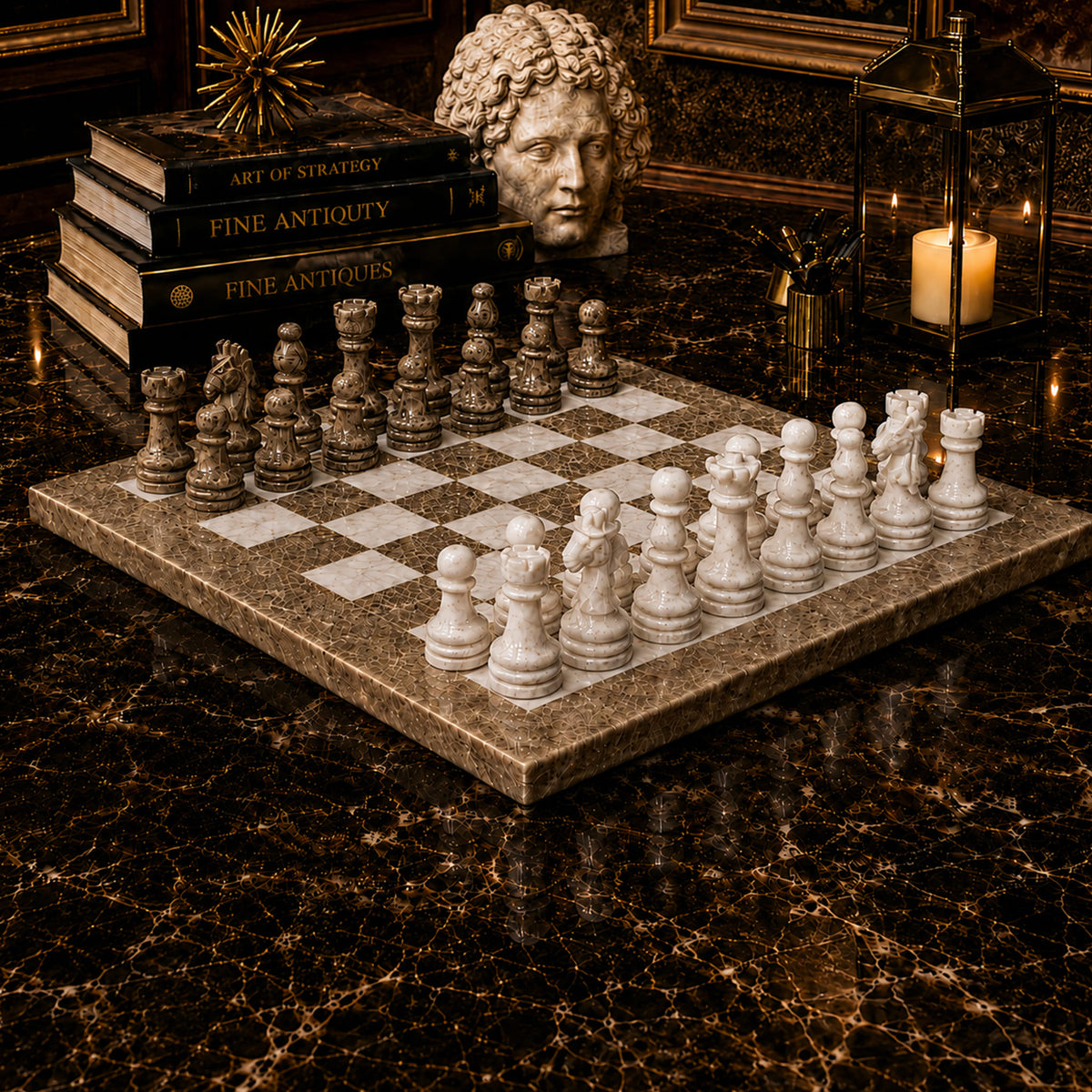 ocean white chess set 15 inch